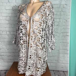 Chico’s Soutache Jacket Open Weave Cardigan NWT 3 or XL